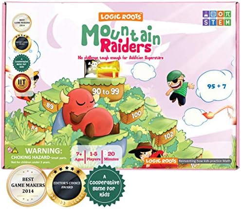 Addition Game - Fun Math Board Game for 7-9 Year Olds, Easy Start STEM Toy with Addition of 2 & 3 Digit Numbers (Moutain Raiders) by Mathgamesforkids
