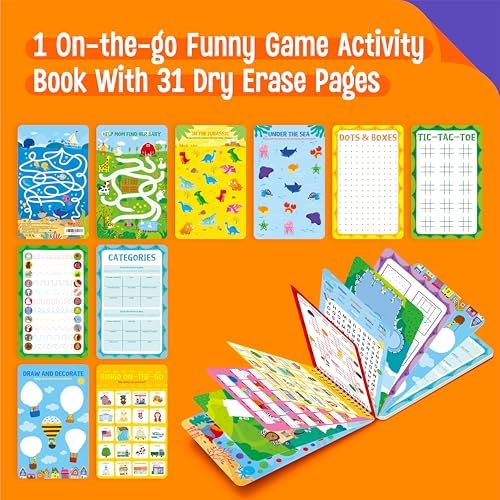 SpriteGru 31 Dry Erase Activities Book, Reusable & Erasable Game Pad, Explore and Find, Maze Matching TIC-TAC-Toe Dot to Dot Educational On the Go Toy and Learning Tool for Road Trip Airplane Travel - Image 2