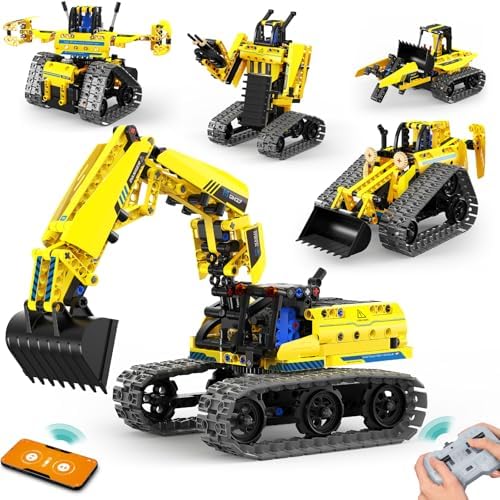 LECPOP 5-in-1 STEM Building Block Kit RC Robot Excavator Toys for Ages 8-13 by LECPOP