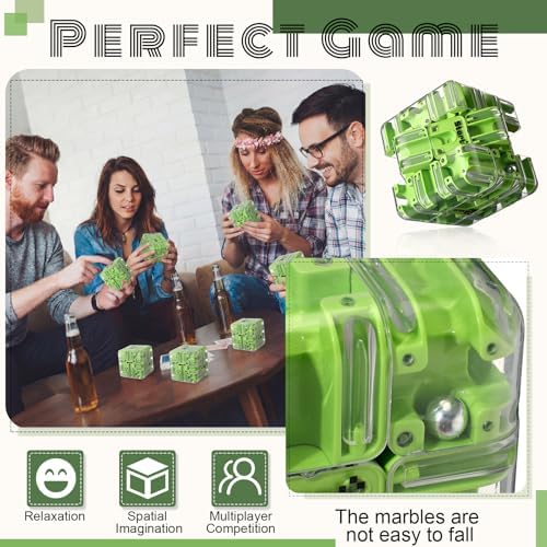1 Sets Large Labyrinth 3D Maze Cube Puzzle Maze Game Gravity 3D Puzzle Cube Brain Teaser Ball Games for Kids Education Sensory Toys Gift for Adults (Classical,Dark Green) - Image 4