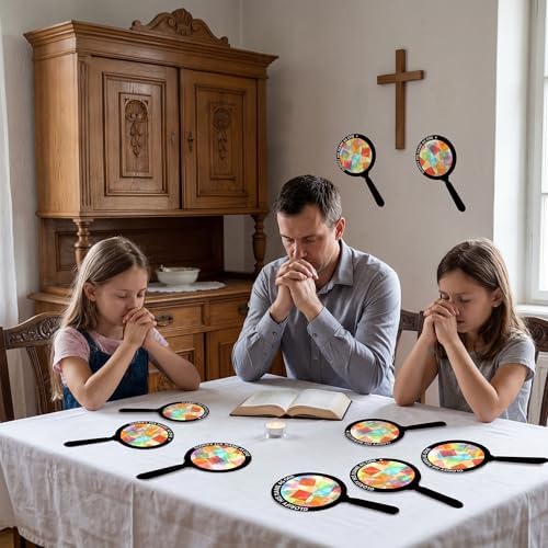 Renbuzhu 48PCS Sunday School VBS Crafts Bulk: Paper Magnifying Glass Nativity Suncatchers, Jesus Religious Christian Activity DIY Kits Church Decorations, Window Stained Glass Effect Art Supplies - Image 5
