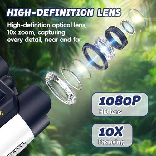Binoculars for Kids with Night Vision, 2.4" HD Screen & 10X Zoom for Photo and Video - Outdoor Adventure Binoculars Bird Watching, Camping, Hiking, Gifts for Kids Ages 4+ (White) - Image 4