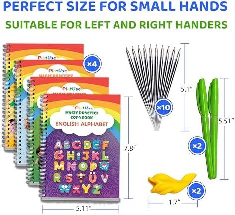 4 Pack Magic Practice Copybook for Kids Ages 3-8, Reusable Grooved Handwriting Workbooks with Disappearing Ink Pens - Workbook for Learning Drawing Math Skill Writing, Preschool Preparation - Image 4
