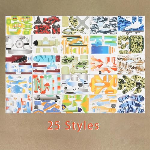 CCINEE 25 Pcs Educational 3D Cartoon Puzzles for Kids,3D Aircraft Learning Educational Paper Puzzle Game for DIY Crafts Gifts - Image 2