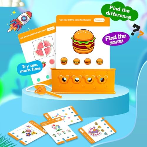 Xuoent Toddler Educational Matching Game for Ages 3+, Logic Puzzle Flash Cards with Key Toy, Preschool Montessori Learning Activity for Brain Development & Fine Motor Skills(Level 1+2+3) - Image 4