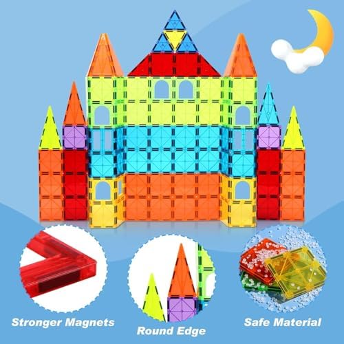 OugerToy 104PCS Magnetic Tiles STEM Building Blocks for Kids Ages 3-9 - Image 5
