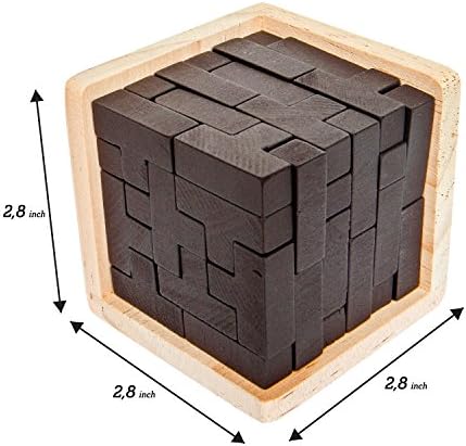 Original 3D Wooden Brain Teaser Puzzle - 3D Puzzle for Kids 6+ & Adults, Desk Toy Delight, Challenging Game & Wooden Puzzle for Adult Brain Boost (Brown) - Image 4