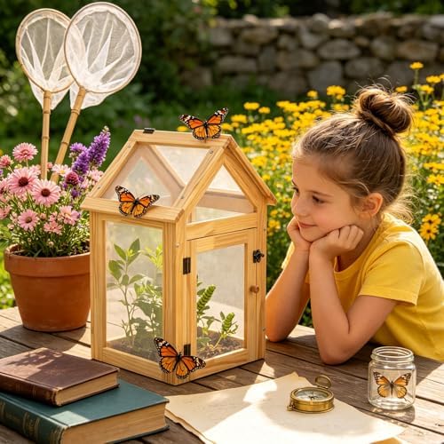 Cinnvoice Butterfly Habitat Cage Kit 19.7" Outdoor Large Insect Mesh Cage Terrarium Garden Grow Tent for Hatching Butterflies, Education Science Parent Child Interaction Observation - Image 5