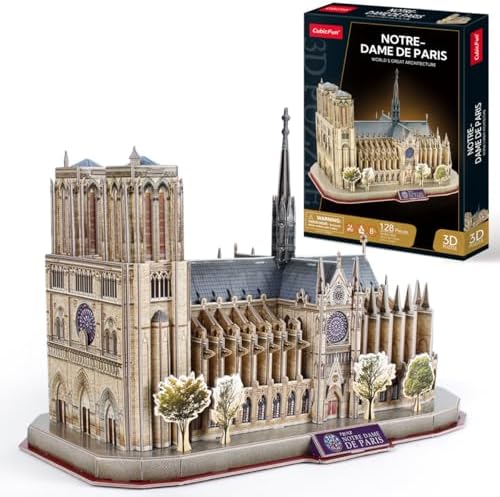 CubicFun 3D Puzzles for Adults Notre Dame de Paris Model Kits 128 Pieces, Puzzle for Kids Ages 8-14 Arts and Crafts Birthday Gifts for Kid Ages 8-12 by CubicFun