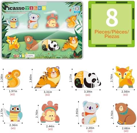 PicassoTiles Magnetic Tiles Forest Animal Characters, Tile Add-Ons, Age 3+ - Image 3