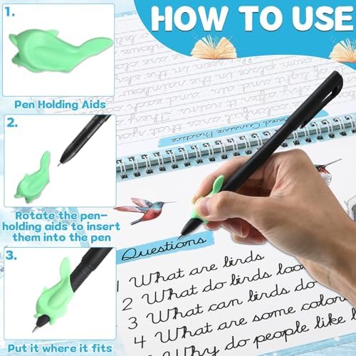 gisgfim Grooved Cursive Handwriting Workbook Magic Reusable Grooved Cursive Handwriting Practice Guided Tracing with Disappearing Ink Pens for Beginners Kids Learning Activities Supplies (Reading) - Image 3
