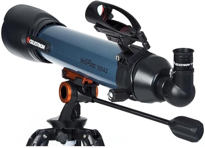 Celestron Inspire 100AZ Refractor Telescope with Built-in Smartphone Adapter, Blue