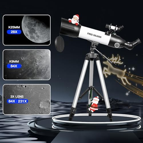 FREE SOLDIER Telescope 80mm Aperture 500mm Refractor Telescope for Adults High Powered - Professional Astronomical Refracting Telescope for Beginners White - Image 3