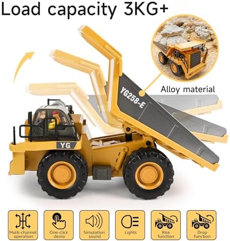 Excavator Set，rc Dump Truck Command The Site Conquer The Dir，2.4Ghz Remote Control Construction Vehicle Set Children's Toys，Alloy Material Simulate True Scale (Truck) - Image 4
