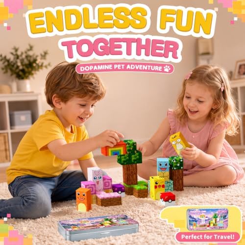 Pocket Cubes Magnetic Blocks & Magnetic Tiles, 35 PCS Voxel Dopamine Pet Building Cubes Set, STEM Construction Toys for Kids Ages 4-8, Mini Travel Toys for Toddlers 3-5, Montessori Sensory Gifts - Image 2