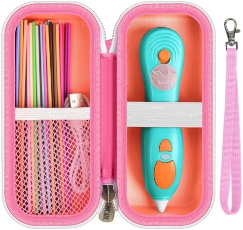 GWCASE Case Compatible with 3Doodler Start+ Essentials 3D Printing Pen for Kids, Travel Organizer Carryer for Filament Refill Packs, Micro-USB Charger (Box Only)-Pink by GWCASE