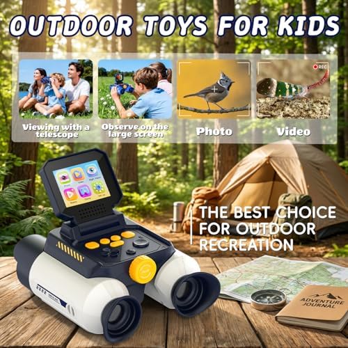 Binoculars for Kids with Night Vision, 2.4" HD Screen & 10X Zoom for Photo and Video - Outdoor Adventure Binoculars Bird Watching, Camping, Hiking, Gifts for Kids Ages 4+ (White) - Image 6