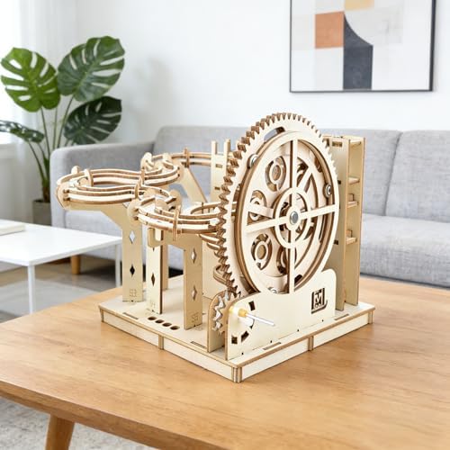YSWOOD WORLD 3D Wooden Puzzles for Adults, DIY Model Marble Run Kit - Image 3