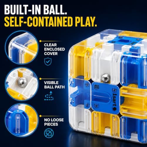 3D Rolling Ball Maze Cube Puzzle, 8.5 cm Large Handheld Brain Teaser, Labyrinth Puzzle Game for Teens and Adults - Image 4