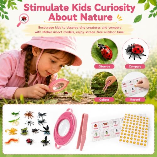 Bug Catcher for Kids Pink, Outdoor Toys Ages 4-14, Bug Exploration Playset - Image 4