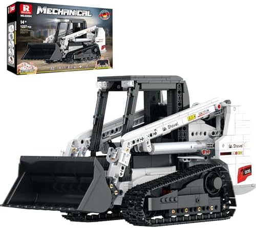 Reobrix RC Skid Steer Loader Building Set, 1227 PCS Motorized Construction Vehicle Model with 2.4GHz Remote & App Control, Liftable Arm, Tilting Bucket, LED Lights, STEM Gift for Adults & Teens 14+ by Reobrix