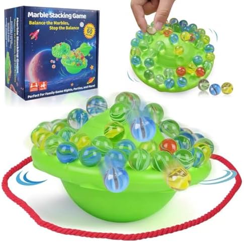 Marble Game & Balance Game for Kids - 60 Premium Glass Marbles, Strategy Fun Toy for 1-4 Players, Ready to Play Out of The Box 8 Years Old by Bangzi
