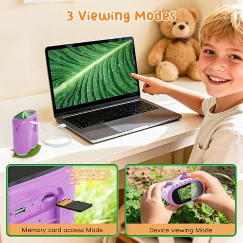 2-in-1 Kids Microscope Telescope, Temodu 2.0" 1000X Digital Microscope for Kids, HD Portable Education Telescope for Kids Birthday Festival Gift, Science Fun Toys for Children Age 4-12 (Purple) - Image 6