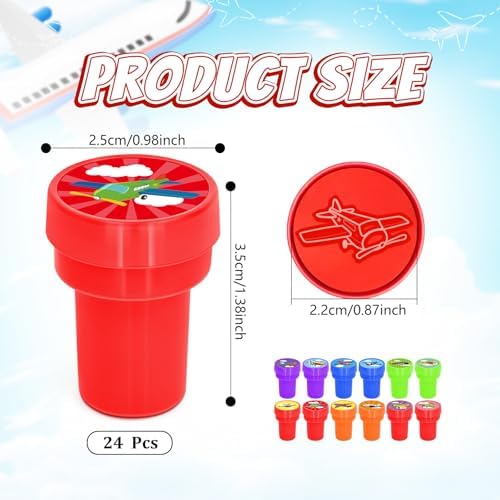 Cinrobiye 24 Pcs Airplane Stampers Party Favor Set, Cute Aviation Theme Stamps for Kids Birthday Party, Classroom Rewards, Carnival Prizes, Goody Bag Fillers, Travel & Sky Adventure Party Supplies - Image 2