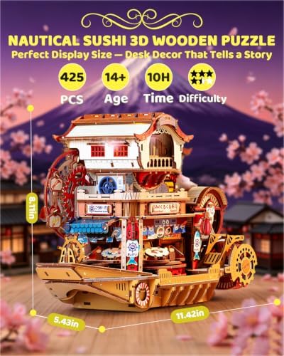 DIY Miniature House Kit Nautical Sushi 3D Wooden Puzzles for Adults - Image 2