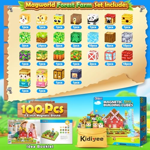 Magnetic Blocks, Build Mine Magnet World Forest Farm Edition, Magnetic Building Blocks for Kids Ages 4-6 6-8 8-12, Sensory STEM Toys for Boys & Girls - Image 5