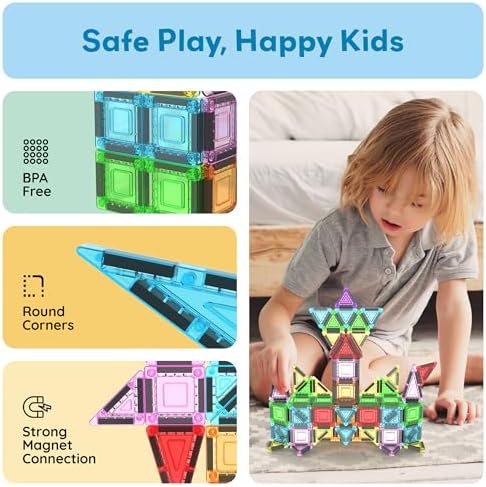 PicassoTiles Nano Magnetic Tiles Travel Set with Storage Tin, Kids Ages 3+ - Image 5
