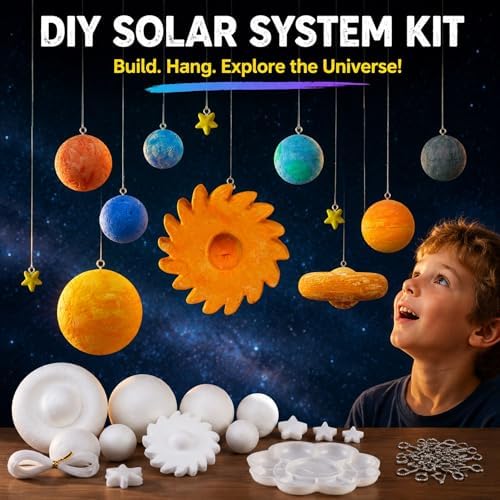 Hanging Solar System Project Kit, DIY Solar System Model Kit with Foam Planets, Foam Stars, Space Science Craft Kit for School Projects & STEM Learning - Image 7