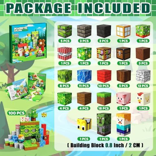 Magnetic Blocks, 100PCS Toys Building Cube Birthday Gifts for Kids - Image 5
