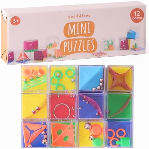 THE TWIDDLERS 12 Pack Brain Teaser Puzzle Cubes, Kids Party Favors - Assorted Difficulty Levels, Christmas Goodie Bag Fillers, Birthday Party Toys, Educational Classroom Prizes, Gifts for Boys Girls by TheTwiddlers