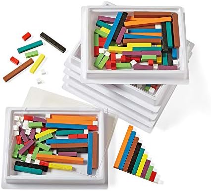hand2mind Wooden Cuisenaire Rods with Trays, Math Manipulatives, Montessori Math Rods, Math Counters, Math Blocks, Counting Blocks, Montessori Math, Fraction Bars, Number Rods (Set of 6) by hand2mind
