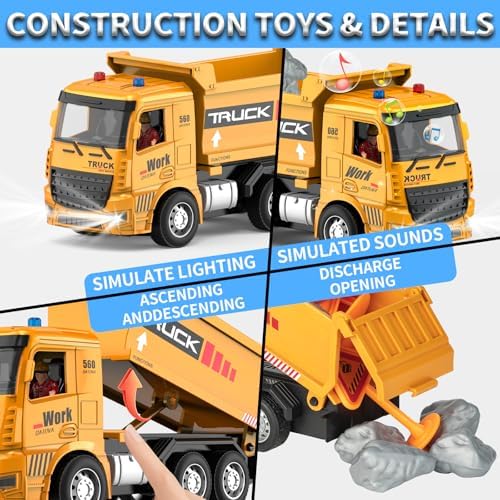 Remote Control Excavator Dump Truck Set, RC Construction Toy for Boys 3-12 - Image 5