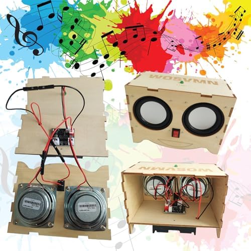 Craft Kit Speaker Circuits - Speaker Electronic Engineering Toys,Build Speaker Kit,DIY Bluetooth Speaker Build Personalized Wood Case Speaker Set,Learning STEM Gifts for Teens (childlike cartoon) - Image 4