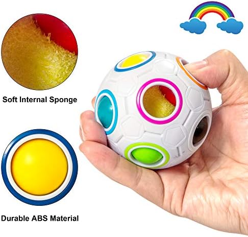 Vdealen Magic Rainbow Puzzle Ball, Fidget Ball Puzzle Brain Teaser Fidget Toy for Boys & Girls- Birthday Party Easter Valentines Christmas Stocking Stuffers for Kids Teen & Adults(White) - Image 3