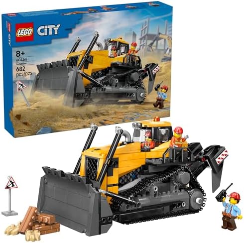 LEGO City Yellow Bulldozer Construction Site Building Toy for Kids, Ages 8+ - Pretend Play Set & Construction-Themed Building Blocks W/Toy Bulldozer Idea for Boys & Girls - 60466 by Unknown