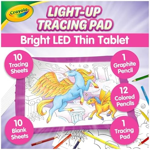 Crayola Light Up Tracing Pad Pink, Best Birthday Gifts for Girls & Boys, 6, 7, 8 Year Olds, Kids Toys, Light Box Art Kit for Kids [Amazon Exclusive] by Crayola