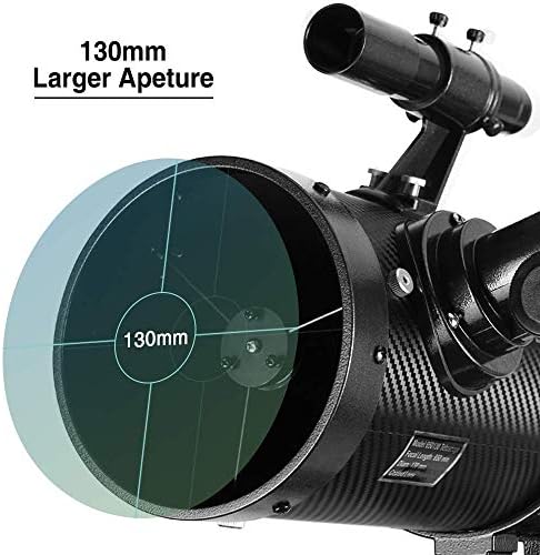 Telescope 130EQ Newtonian Reflector Telescopes for Adults, Professional Telescopes for Adults Astronomy, Comes with 1.5X Barlow Lens Smartphone Adapter & 13% T Moon Filter - Image 4