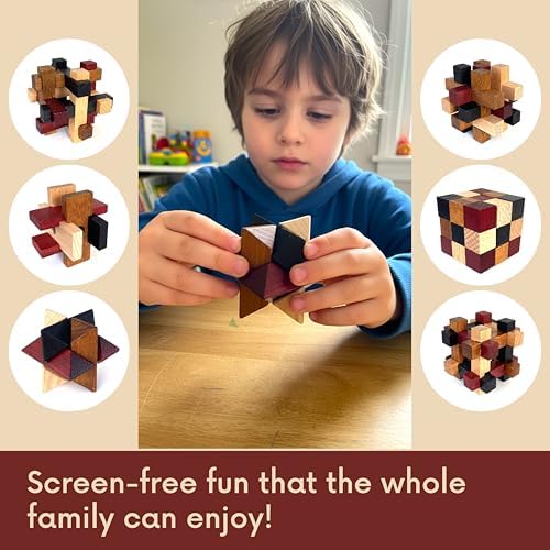 Wooden Brain Teaser Puzzles 6 Pack - 3D Brain Teasers for Adults & Kids - Educational and Fun Gift Ideas - Mind Puzzles - Image 4