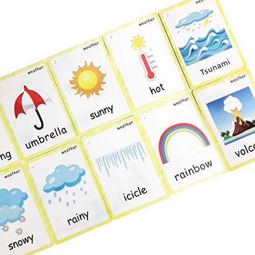 SANTSUN 24 Pcs Weather Flashcards Set - Classroom Decorations Kindergarten Teacher Tools - Educational Teaching Picture & Word Cards for Kids Boys Girls Early Learning - Image 4