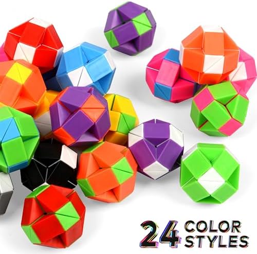 35 Pack 24 Blocks Magic Snake Cube Toy,Fidget Mini Snake Cube Puzzle Toy for Kids,Mini Plastic Puzzle Cube Toy for Kids Party Supplies,Classroom Rewards - Image 5