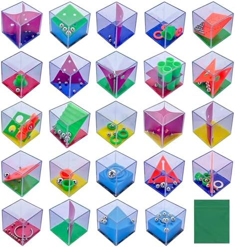 Brain Teaser Puzzle Cubes Party Favors for ADHD Autism Kids Adults 24 Pack Fidget Toy Set Gifts Mini Games Stress Relief Stocking Stuffers Bulk Goodie Bag Filler Treasure Box Classroom Prizes School by TwCare