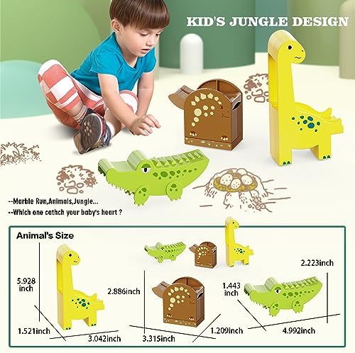 JIXIn Dinosaur Marble Runs for Kids 4-8 Building Blocks 187Pcs Compatible with LEGO DUPLOS for Age 3-5 - Marble Run for Kids Ages 3-5 - Montessori Toys - STEM Toys - Fun Dinosaur Toys for Kid Ages 3+ - Image 5