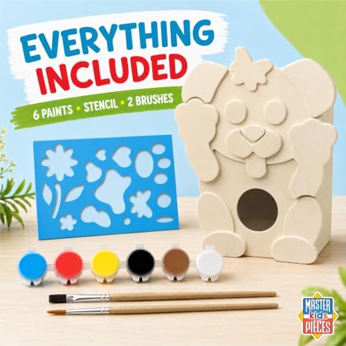 Works of Ahhh... Craft Set - Playful Puppy Birdhouse Classic Wood Paint Kit - Image 3