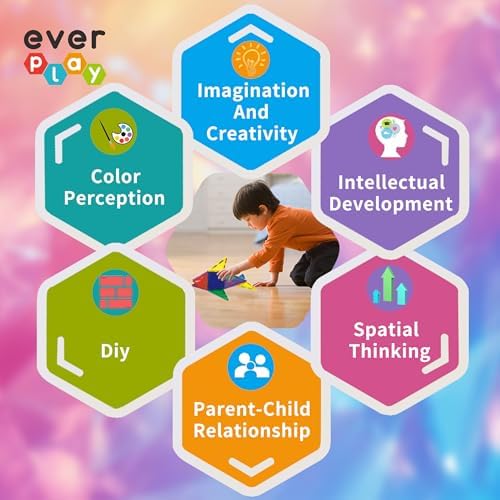 Magnetic Tile Building Blocks for Kids Construction Pretend Play STEM Educational Learning Preschool Toys Magnet Tiles Stacking Block Creative Playset Toddlers Boys Girls Ages 3 and up EB24 - Image 5