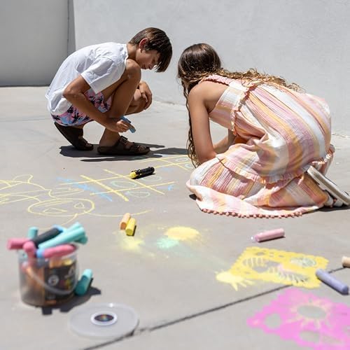 Jumbo Sidewalk Chalk Bucket - 20 Pieces | Non-Toxic Washable Paint | Backyard Outdoor Kids Fun Activities, Drawing, Homeschool | Creative Steam Art & Craft Kit | Gift for Ages 3+