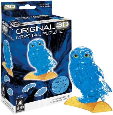 Blue Owl Crystal 3D Puzzle, 42-Pc Brain Teaser, Ages 12+ by BePuzzled